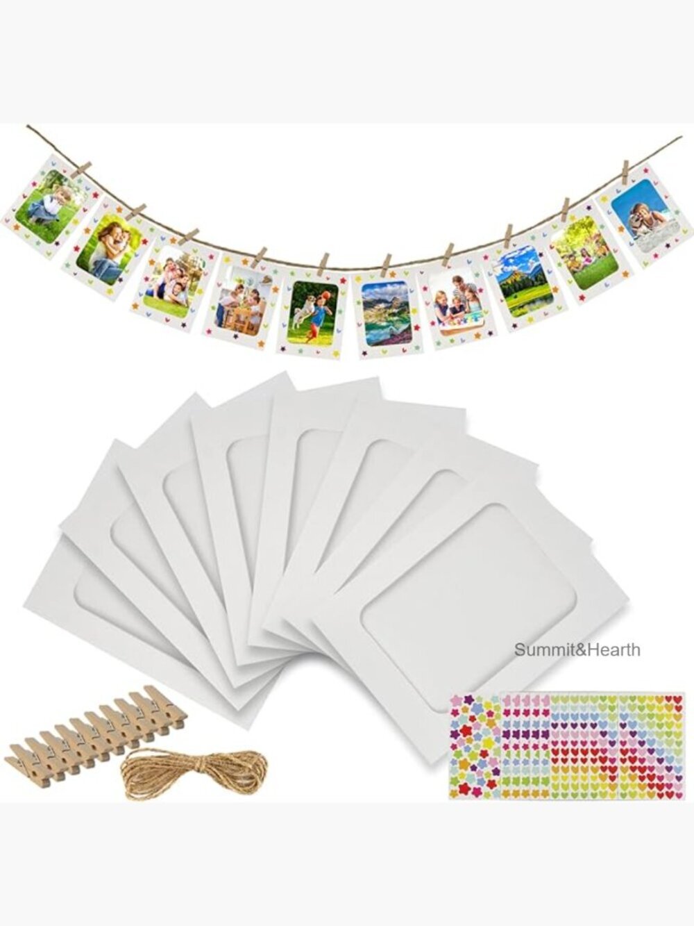 50 Paper Picture Frames 4x6 Inch with Clips & String DIY Wall Decor